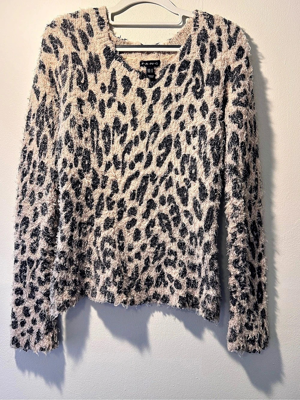 FANG Leopard fuzzy Print Sweater Size Medium